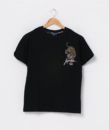 和柄プリントスラブＴシャツ　バックプリント