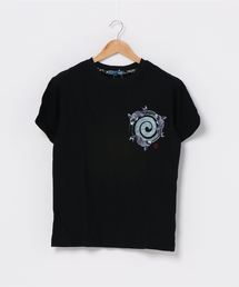 和柄プリントスラブTシャツ バックプリント