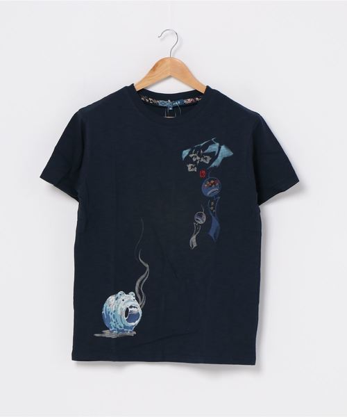 JEANS MATE(ジーンズメイト)の「和柄プリントスラブTシャツ バックプリント(Tシャツ/カットソー・メンズ・ブルー系その他/その他4/その他1/ホワイト/その他2/ネイビー/ブラック/ブラック系その他/ホワイト系その他/その他3・LARGE/MEDIUM/X-LARGE)」の1枚目の写真