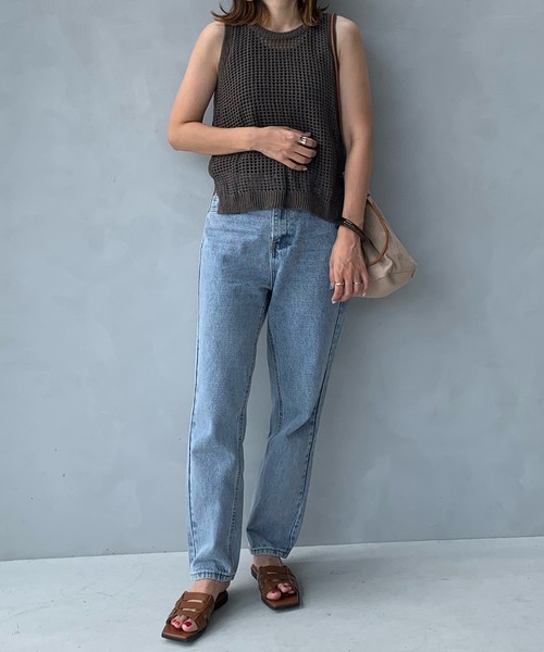 LE MORE（リモア）の「メッシュニットベスト（ベスト・レディース・アイボリー/ブラウン・FREE）」の12枚目の写真