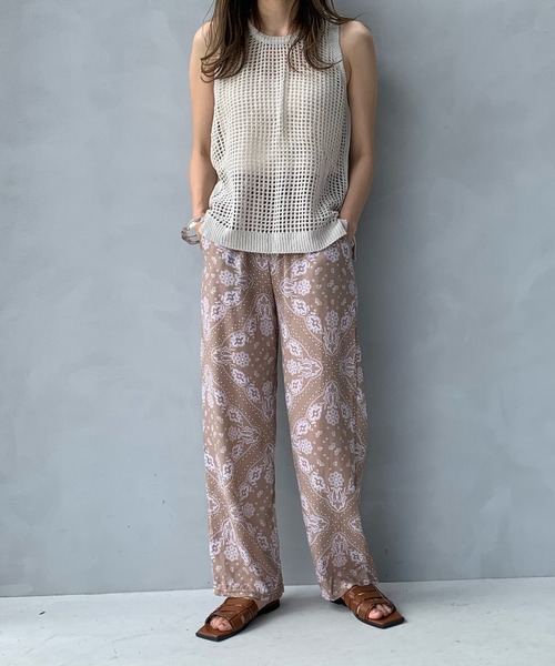 LE MORE（リモア）の「メッシュニットベスト（ベスト・レディース・アイボリー/ブラウン・FREE）」の7枚目の写真