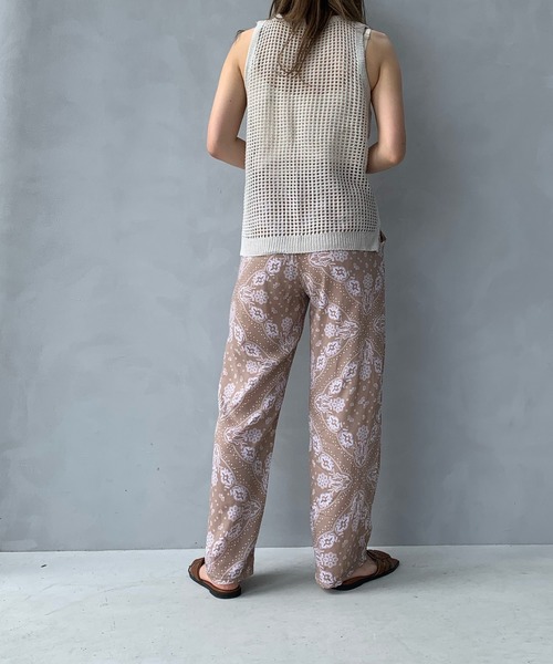 LE MORE（リモア）の「メッシュニットベスト（ベスト・レディース・アイボリー/ブラウン・FREE）」の6枚目の写真