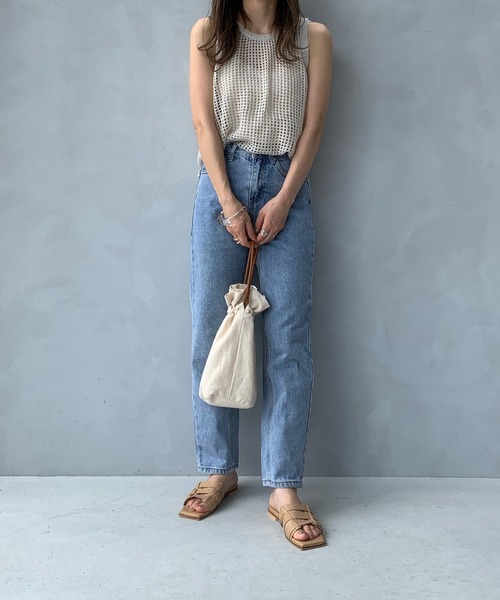 LE MORE（リモア）の「メッシュニットベスト（ベスト・レディース・アイボリー/ブラウン・FREE）」の5枚目の写真