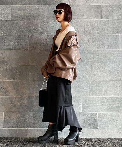 PAGEBOY（ページボーイ）の「スソキリカエナロースカート（スカート・レディース・ブラック/グレイッシュベージュ/ライラック・FREE）」の5枚目の写真