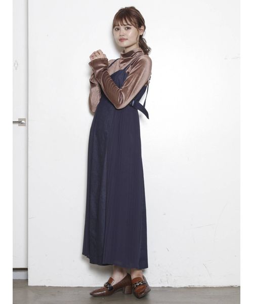 楽天 Dazzlin ダズリン のファッション ワンピース ドレス ワンピース サイドプリーツドレスジャンスカ ワンピース セール ワンピース