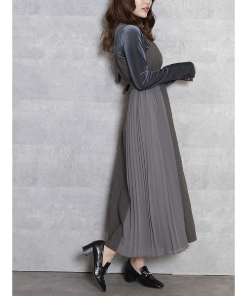 楽天 Dazzlin ダズリン のファッション ワンピース ドレス ワンピース サイドプリーツドレスジャンスカ ワンピース セール ワンピース