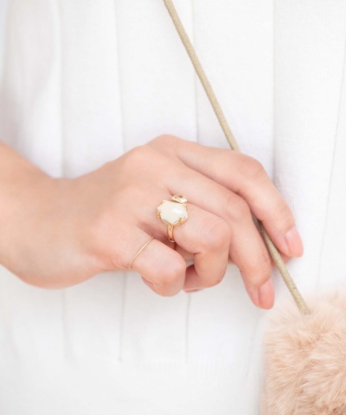 Edit Sheen（エディットシーン）の「ストーン＆スリムリングセット（リング・レディース・アイボリー・FREE）」の4枚目の写真