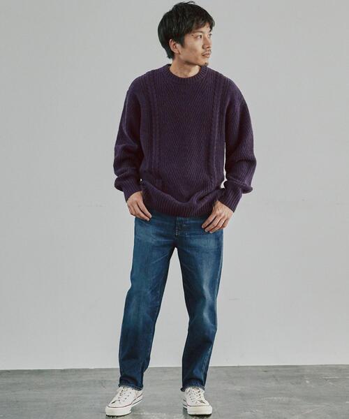 green label relaxing（グリーンレーベルリラクシング）の「SC タスマニア ウール アラン クルーネック ニット（ニット/セーター・メンズ・ダークグリーン/ベージュ/モカ/オレンジ/パープル/オフホワイト・XL/L/M/S）」の17枚目の写真