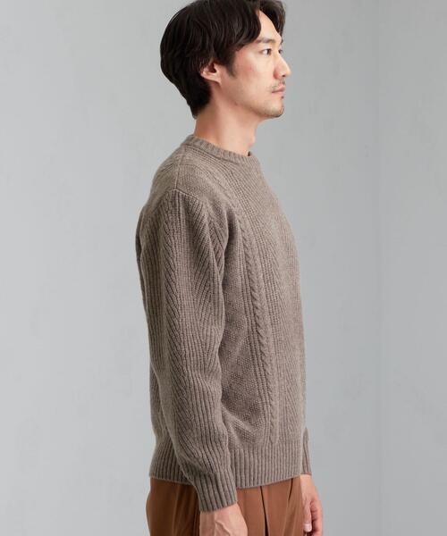 green label relaxing（グリーンレーベルリラクシング）の「SC タスマニア ウール アラン クルーネック ニット（ニット/セーター・メンズ・ダークグリーン/ベージュ/モカ/オレンジ/パープル/オフホワイト・XL/L/M/S）」の15枚目の写真