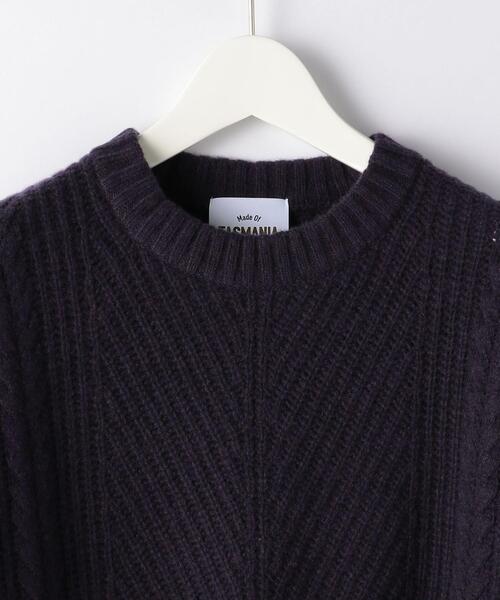 green label relaxing（グリーンレーベルリラクシング）の「SC タスマニア ウール アラン クルーネック ニット（ニット/セーター・メンズ・ダークグリーン/ベージュ/モカ/オレンジ/パープル/オフホワイト・XL/L/M/S）」の21枚目の写真