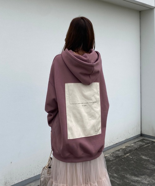 バックロゴスウェットワンピース-R（パーカー）｜rienda