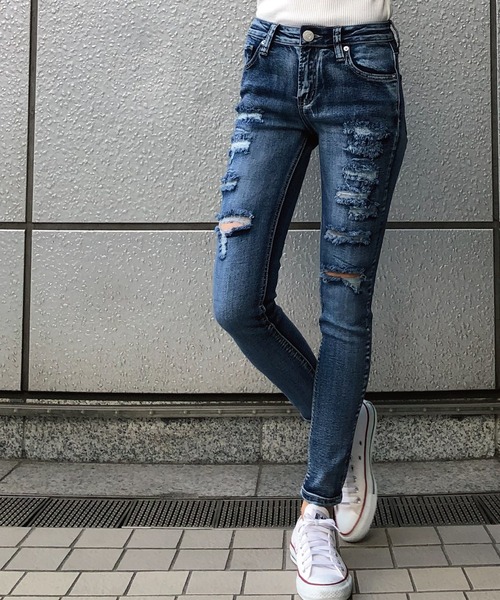 meJane(ミージェーン)の「ブロークンシールドスキニーパンツ(デニムパンツ・レディース・ブルー/インディゴブルー/ブラック・M/S)」の11枚目の写真