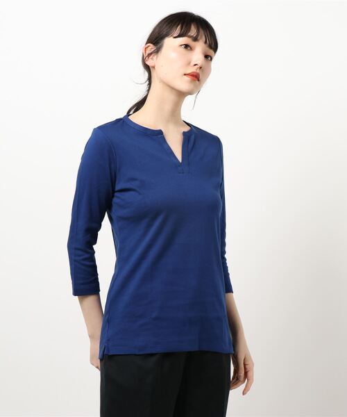 L.L.Bean(エルエルビーン)の「エル・エル・ビーン・ティ、7分丈袖 スプリットネック・チュニック 米国フィット・レギュラー(Tシャツ/カットソー・レディース・ホワイト/ネイビー/イエロー/グリーン・SMALL/MEDIUM/LARGE/X-SMALL)」の14枚目の写真