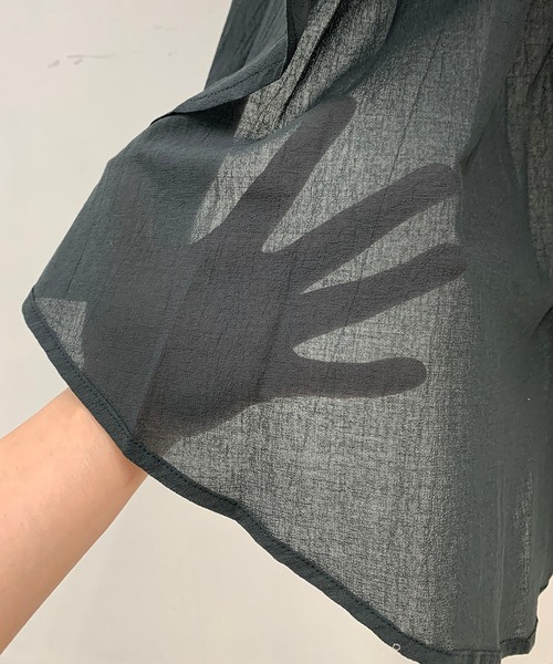 LUGIVA（ルギヴァ）の「綿ボイルフレアブラウス（シャツ/ブラウス・レディース・ブラック/オフホワイト/ライトグリーン/カーキ・M）」の14枚目の写真