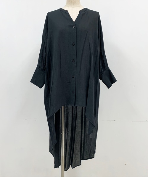 LUGIVA（ルギヴァ）の「綿ボイルフレアブラウス（シャツ/ブラウス・レディース・ブラック/オフホワイト/ライトグリーン/カーキ・M）」の7枚目の写真