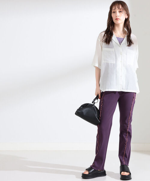 Ray BEAMS(レイビームス)の「Ray BEAMS / コットン シルク シアー オープンカラー シャツ(シャツ/ブラウス・レディース・オフホワイト/ミント/ラベンダー・ONE SIZE)」の6枚目の写真