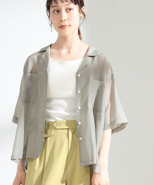 Ray BEAMS(レイビームス)の「Ray BEAMS / コットン シルク シアー オープンカラー シャツ(シャツ/ブラウス・レディース・オフホワイト/ミント/ラベンダー・ONE SIZE)」の12枚目の写真