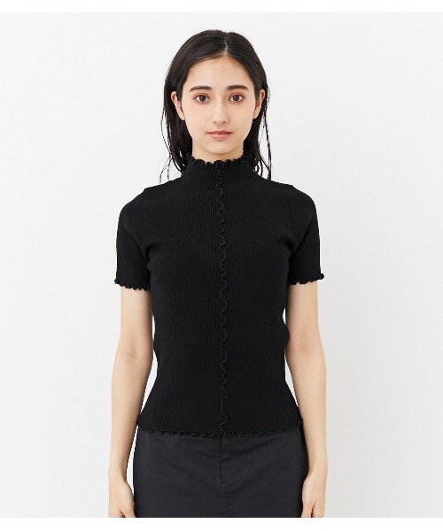 rienda（リエンダ）の「メローフリルリブニットトップス（ニット/セーター・レディース・ブラック/アイボリー/ライトブラウン・FREE）」の7枚目の写真