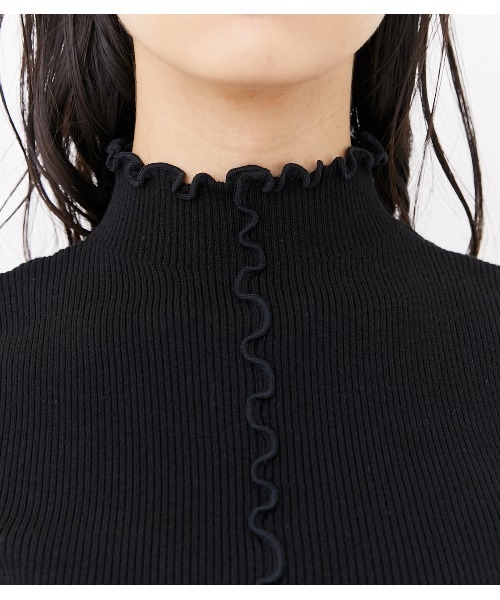 rienda（リエンダ）の「メローフリルリブニットトップス（ニット/セーター・レディース・ブラック/アイボリー/ライトブラウン・FREE）」の9枚目の写真