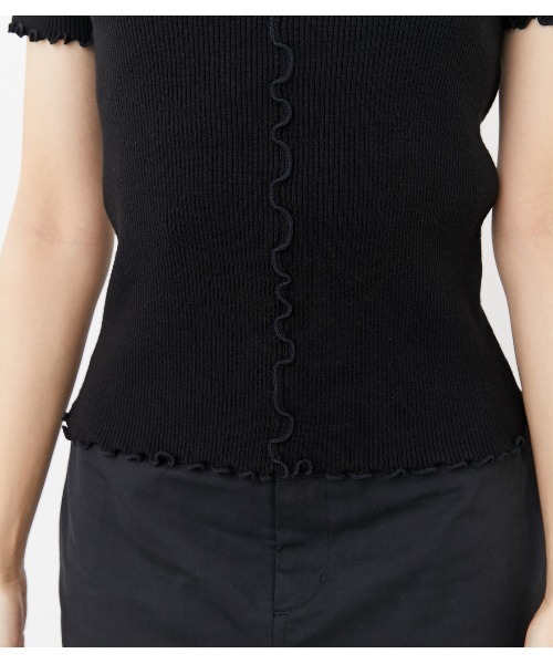 rienda（リエンダ）の「メローフリルリブニットトップス（ニット/セーター・レディース・ブラック/アイボリー/ライトブラウン・FREE）」の10枚目の写真