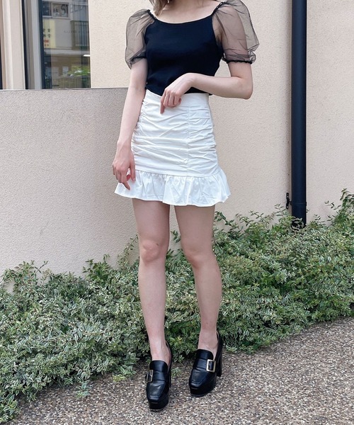 Crea titty&Co. PETIT（クレアティティーアンドコープチ）の「【Crea titty&Co.PETIT】Crea フリルミニスカート（スカート・レディース・オフホワイト/ブラック・SMALL/MEDIUM）」の18枚目の写真