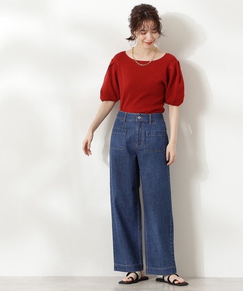 N.（N. Natural Beauty Basic）（エヌエヌナチュラルビューティーベーシック）の「タックスリーブコンパクトニット（ニット/セーター・レディース・ホワイト/ブラウン/レッド・MEDIUM）」の11枚目の写真