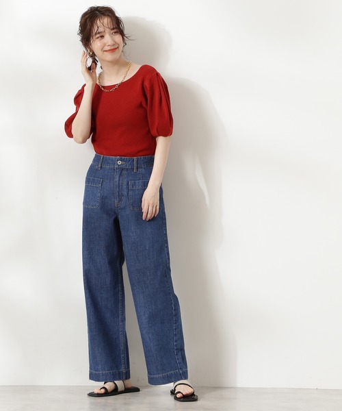 N.（N. Natural Beauty Basic）（エヌエヌナチュラルビューティーベーシック）の「タックスリーブコンパクトニット（ニット/セーター・レディース・ホワイト/ブラウン/レッド・MEDIUM）」の12枚目の写真