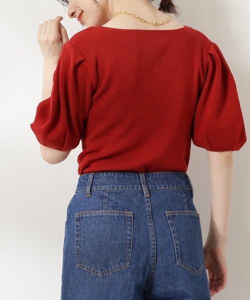 N.（N. Natural Beauty Basic）（エヌエヌナチュラルビューティーベーシック）の「タックスリーブコンパクトニット（ニット/セーター・レディース・ホワイト/ブラウン/レッド・MEDIUM）」の14枚目の写真