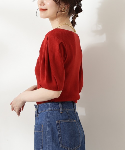 N.（N. Natural Beauty Basic）（エヌエヌナチュラルビューティーベーシック）の「タックスリーブコンパクトニット（ニット/セーター・レディース・ホワイト/ブラウン/レッド・MEDIUM）」の13枚目の写真