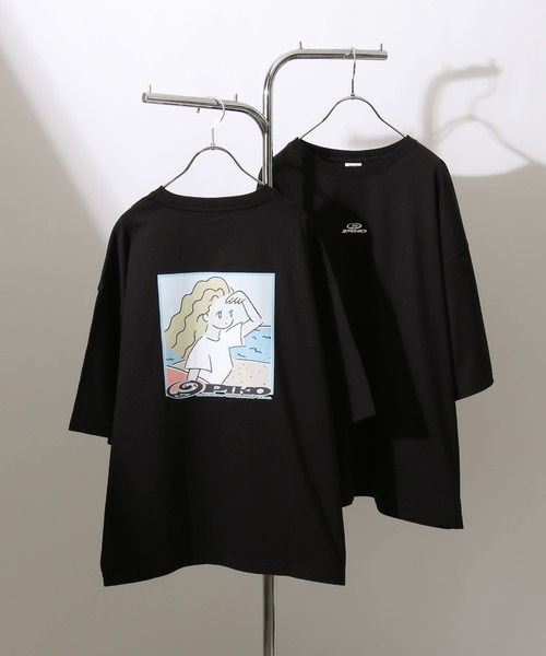 セール Web限定 別注 Piko 古着風 トロピカル ガール イージーケア 高密度ビッグシルエット アニメチックイラストtシャツ ユニセックス Tシャツ カットソー Piko ピコ のファッション通販 Zozotown