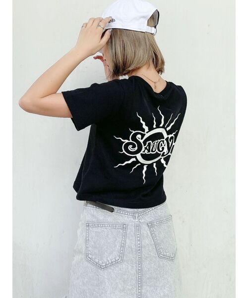 GYDA（ジェイダ）の「SAUCYショートTシャツ（Tシャツ/カットソー・レディース・ブラック/ベージュ/ブラウン/オフホワイト・FREE）」の3枚目の写真