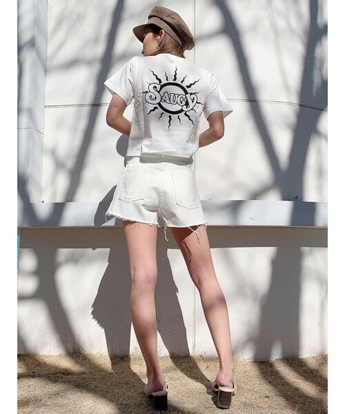 GYDA（ジェイダ）の「SAUCYショートTシャツ（Tシャツ/カットソー・レディース・ブラック/ベージュ/ブラウン/オフホワイト・FREE）」の5枚目の写真