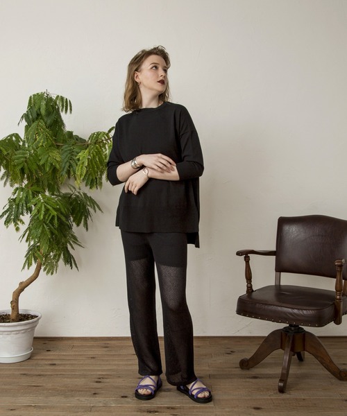 Kari & lili（カウリアンドリィリィ）の「メッシュニットパンツ（その他パンツ・レディース・ダークグレー/ブラック/ワインレッド・FREE）」の9枚目の写真