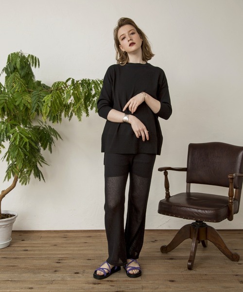 Kari & lili（カウリアンドリィリィ）の「メッシュニットパンツ（その他パンツ・レディース・ダークグレー/ブラック/ワインレッド・FREE）」の10枚目の写真