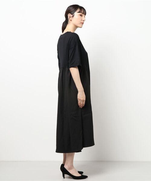 coca（coca）（コカ）の「異素材ドッキングカットソーワンピース（ワンピース・レディース・ホワイト/ブラック・M/L）」の4枚目の写真