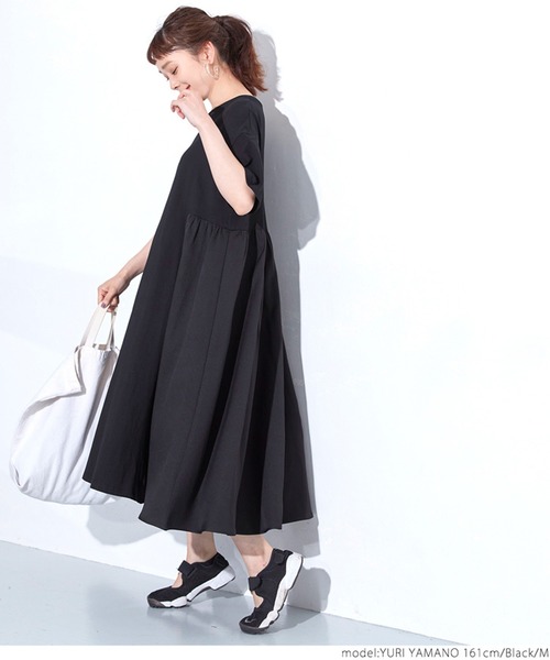 coca（coca）（コカ）の「異素材ドッキングカットソーワンピース（ワンピース・レディース・ホワイト/ブラック・M/L）」の11枚目の写真