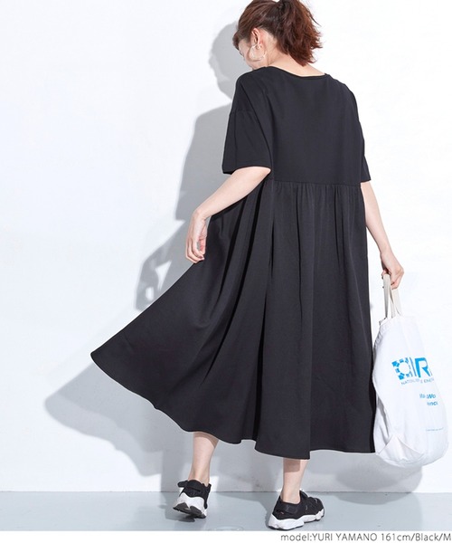 coca（coca）（コカ）の「異素材ドッキングカットソーワンピース（ワンピース・レディース・ホワイト/ブラック・M/L）」の13枚目の写真