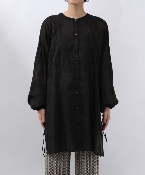 JEANASIS（ジーナシス）の「シアーリネンスリットロングシャツ/952901（シャツ/ブラウス・レディース・ピンク/ブラック/ホワイト・FREE）」の10枚目の写真