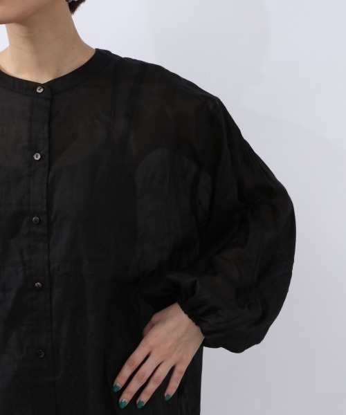 JEANASIS（ジーナシス）の「シアーリネンスリットロングシャツ/952901（シャツ/ブラウス・レディース・ピンク/ブラック/ホワイト・FREE）」の14枚目の写真