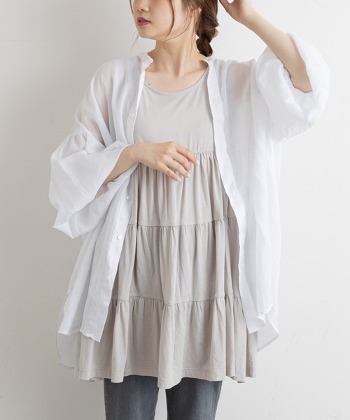 PUAL CE CIN（ピュアルセシン）の「【Du noir・WEB限定】ラミー2WAYブラウス（シャツ/ブラウス・レディース・ホワイト/ライトグレー/ブラック/ベージュ・FREE）」の2枚目の写真