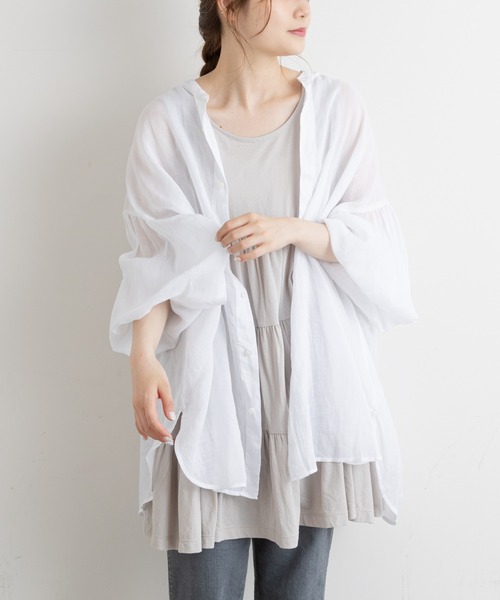 PUAL CE CIN（ピュアルセシン）の「【Du noir・WEB限定】ラミー2WAYブラウス（シャツ/ブラウス・レディース・ホワイト/ライトグレー/ブラック/ベージュ・FREE）」の5枚目の写真