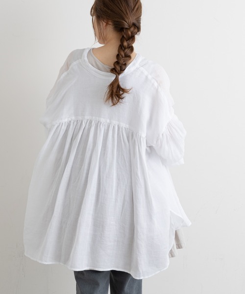 PUAL CE CIN（ピュアルセシン）の「【Du noir・WEB限定】ラミー2WAYブラウス（シャツ/ブラウス・レディース・ホワイト/ライトグレー/ブラック/ベージュ・FREE）」の7枚目の写真