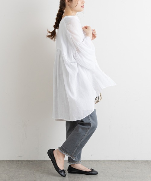 PUAL CE CIN（ピュアルセシン）の「【Du noir・WEB限定】ラミー2WAYブラウス（シャツ/ブラウス・レディース・ホワイト/ライトグレー/ブラック/ベージュ・FREE）」の12枚目の写真