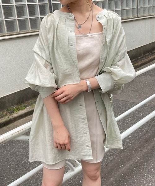 Chico（チコ）の「シアー2wayレイヤードデザインチュニック（シャツ/ブラウス・レディース・ミント/ブラック/ホワイト・FREE）」の3枚目の写真