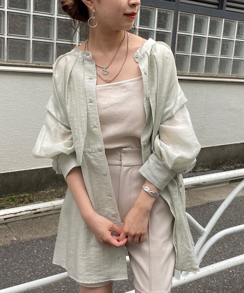 Chico（チコ）の「シアー2wayレイヤードデザインチュニック（シャツ/ブラウス・レディース・ミント/ブラック/ホワイト・FREE）」の10枚目の写真