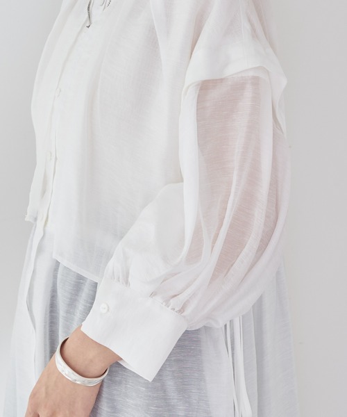 Chico（チコ）の「シアー2wayレイヤードデザインチュニック（シャツ/ブラウス・レディース・ミント/ブラック/ホワイト・FREE）」の21枚目の写真