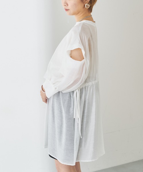 Chico（チコ）の「シアー2wayレイヤードデザインチュニック（シャツ/ブラウス・レディース・ミント/ブラック/ホワイト・FREE）」の12枚目の写真