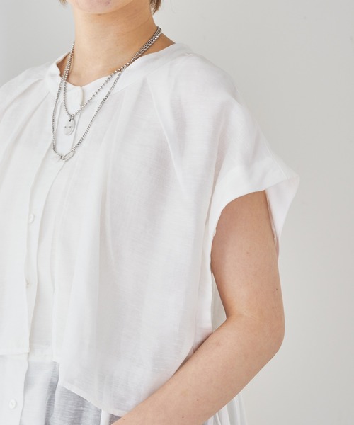 Chico（チコ）の「シアー2wayレイヤードデザインチュニック（シャツ/ブラウス・レディース・ミント/ブラック/ホワイト・FREE）」の6枚目の写真