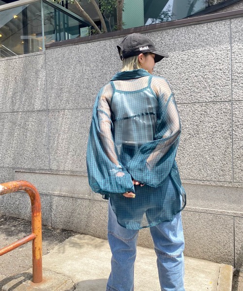 WHO'S WHO gallery（フーズフーギャラリー）の「シフォンギンガムシャツ（シャツ/ブラウス・レディース・ネイビー/ピンク/グリーン・FREE）」の9枚目の写真