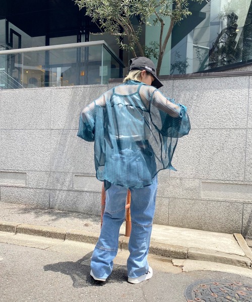 WHO'S WHO gallery（フーズフーギャラリー）の「シフォンギンガムシャツ（シャツ/ブラウス・レディース・ネイビー/ピンク/グリーン・FREE）」の13枚目の写真